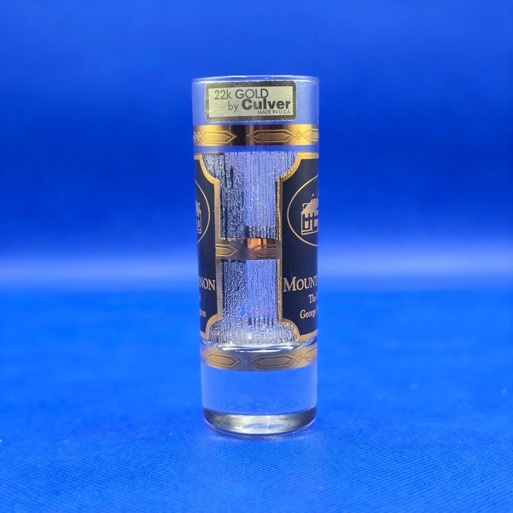 Culver Mount Vernon Shot Glass 22k Gold George Washington Home Tall Shooter
